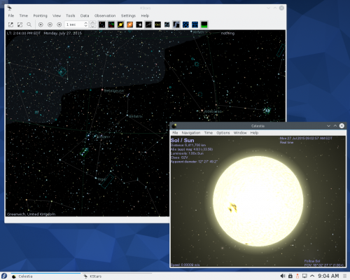Astronomy Spin with Celestia and KStars